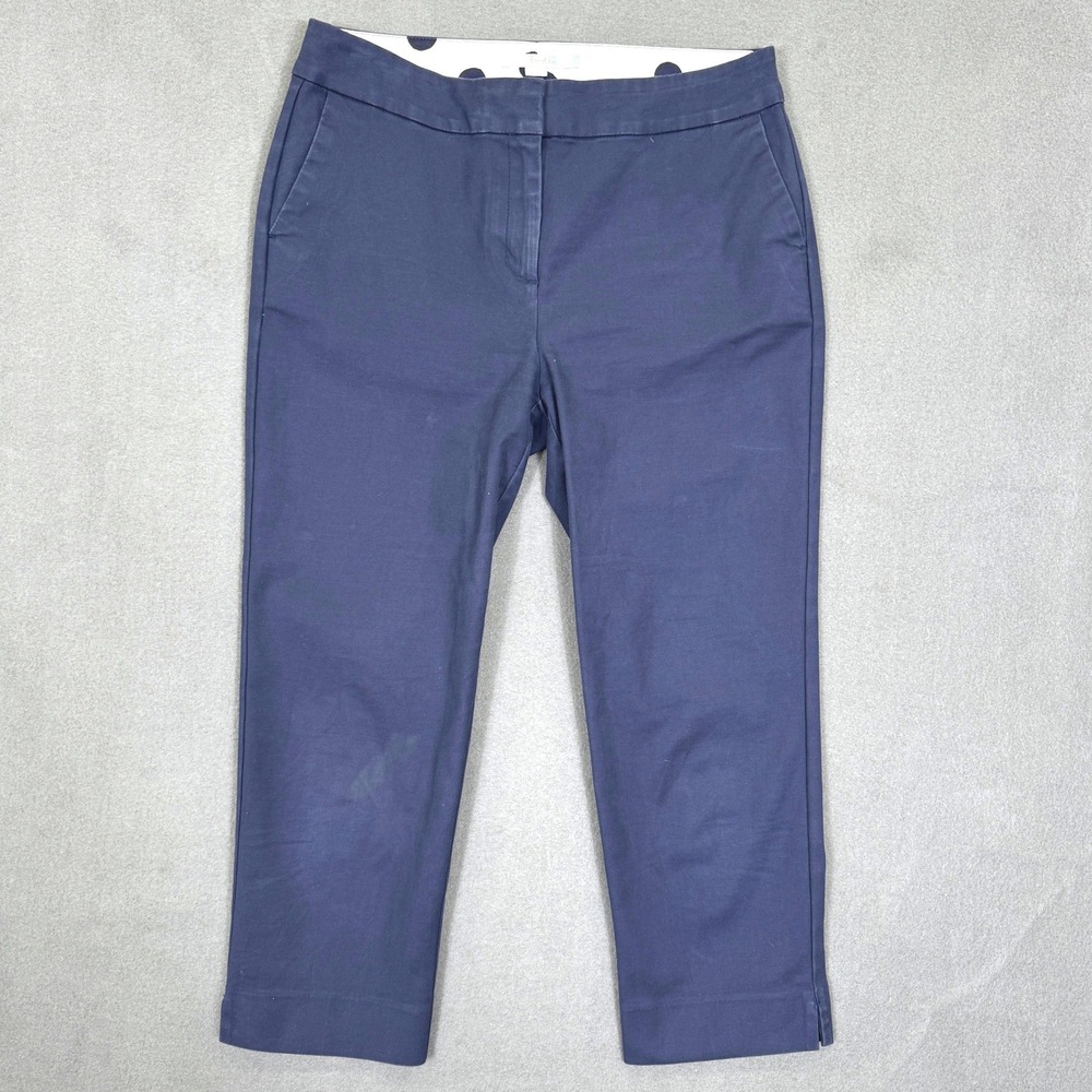 Boden Richmond Pants Women 8R Navy Blue Cropped Stretch Cotton Chino Trousers